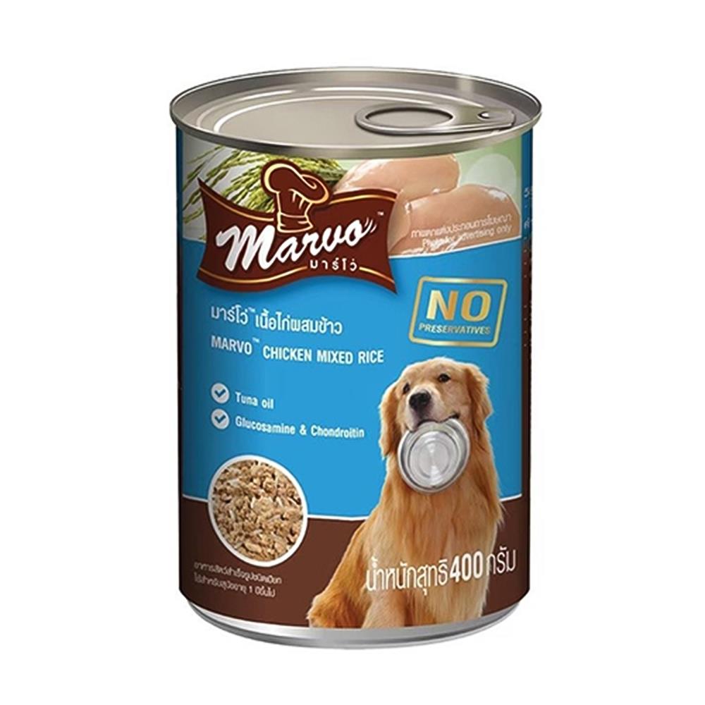 อาหารเปียกสุนัข MARVO CAN CHICKEN MIXED RICE 400 ก.