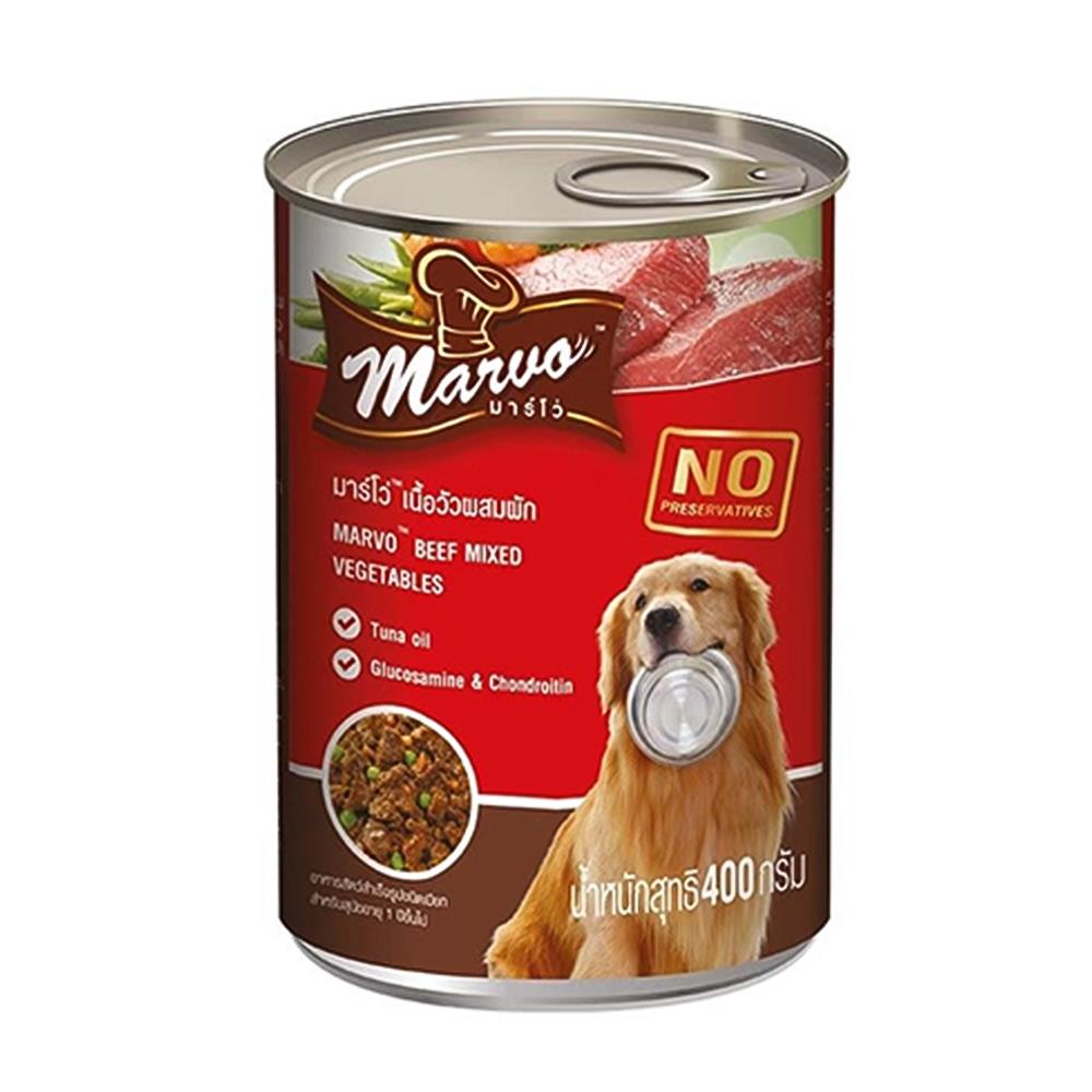 อาหารเปียกสุนัข MARVO CAN BEEF MIXED VEGETABLE 400 ก.