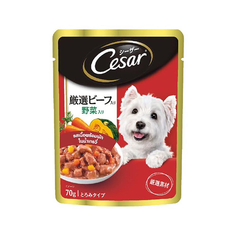 อาหารเปียกสุนัข CESAR เนื้อพร้อมผักในน้ำเกรวี่ 70 ก.