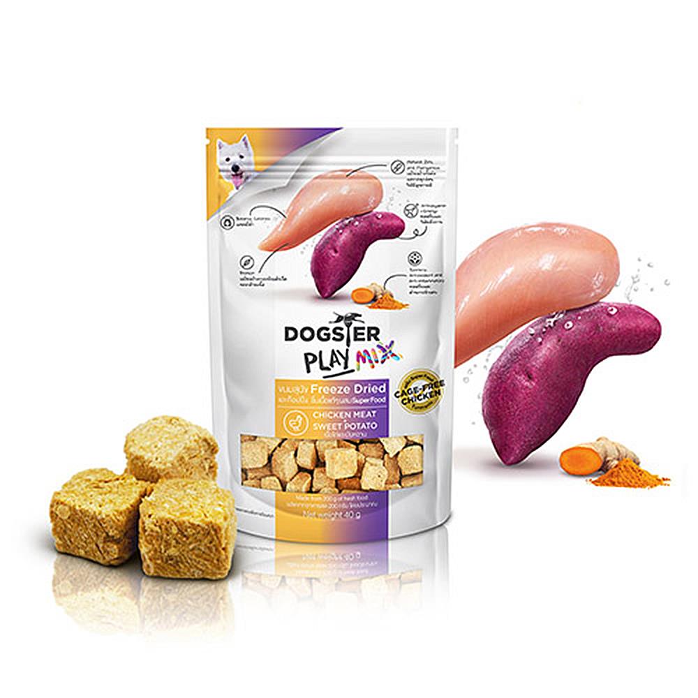 ขนมสุนัข DOGSTER PLAY MIX CHICKEN SWEET POTATO 40 ก.