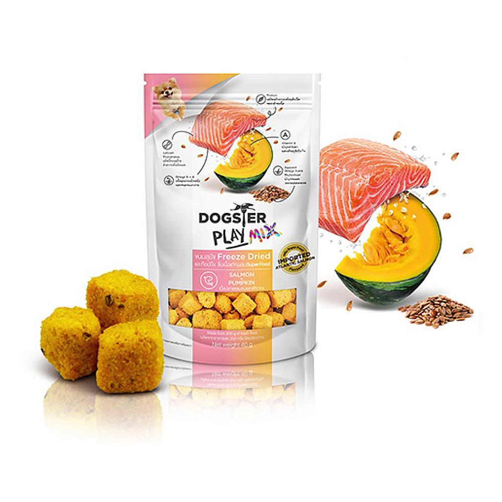 ขนมสุนัข DOGSTER PLAY MIX SALMON PUMPKIN 40 ก.