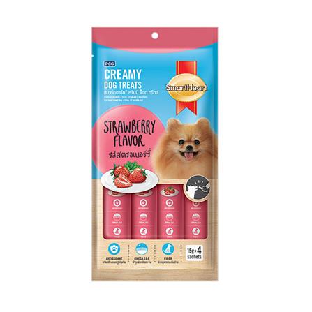 ขนมสุนัข SMARTHEART CREAMY DOG TREATS รสสตรอว์เบอร์รี 60 ก.