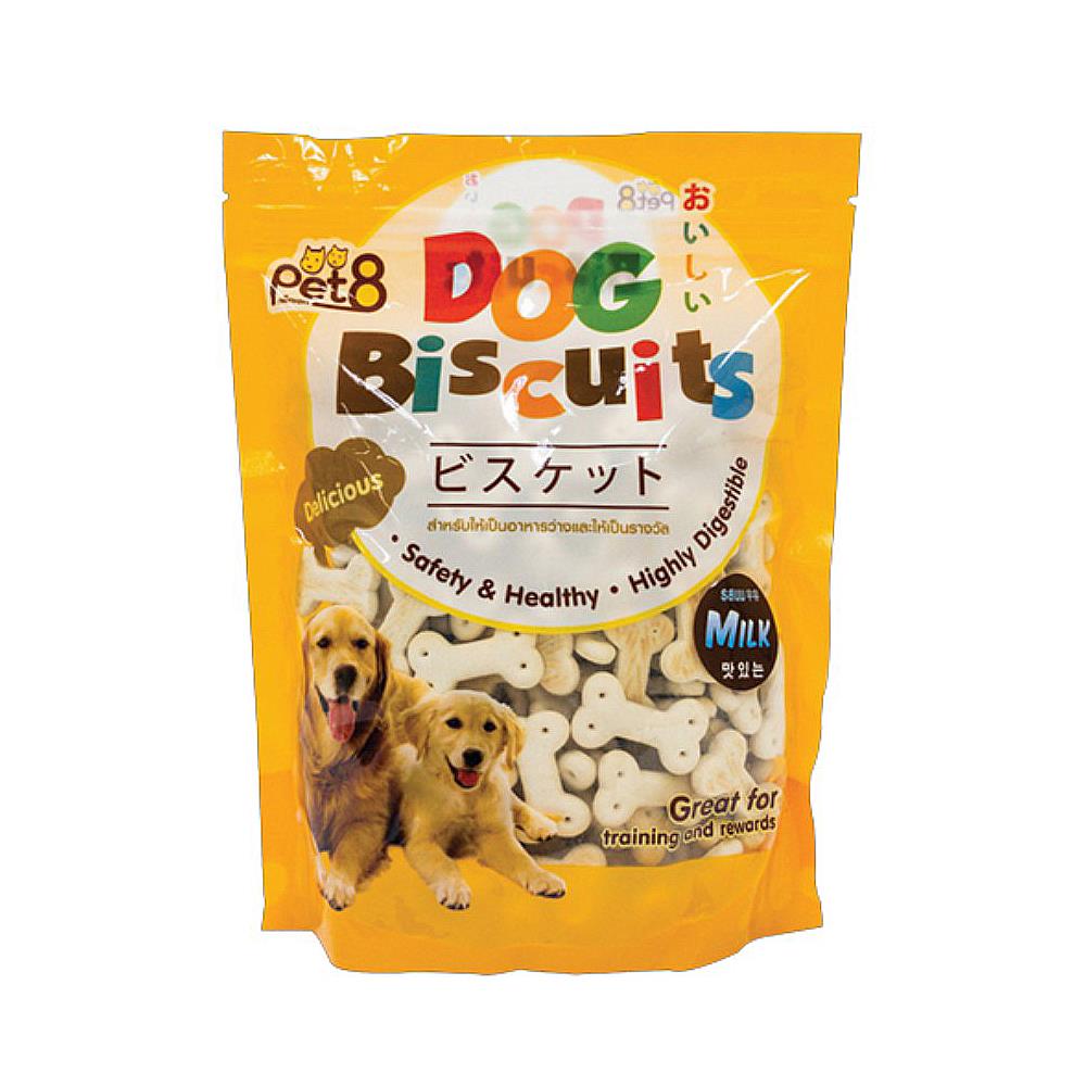 ขนมสุนัข PET8 DOG BISCUIT รูปกระดูก รสนม 360 ก.