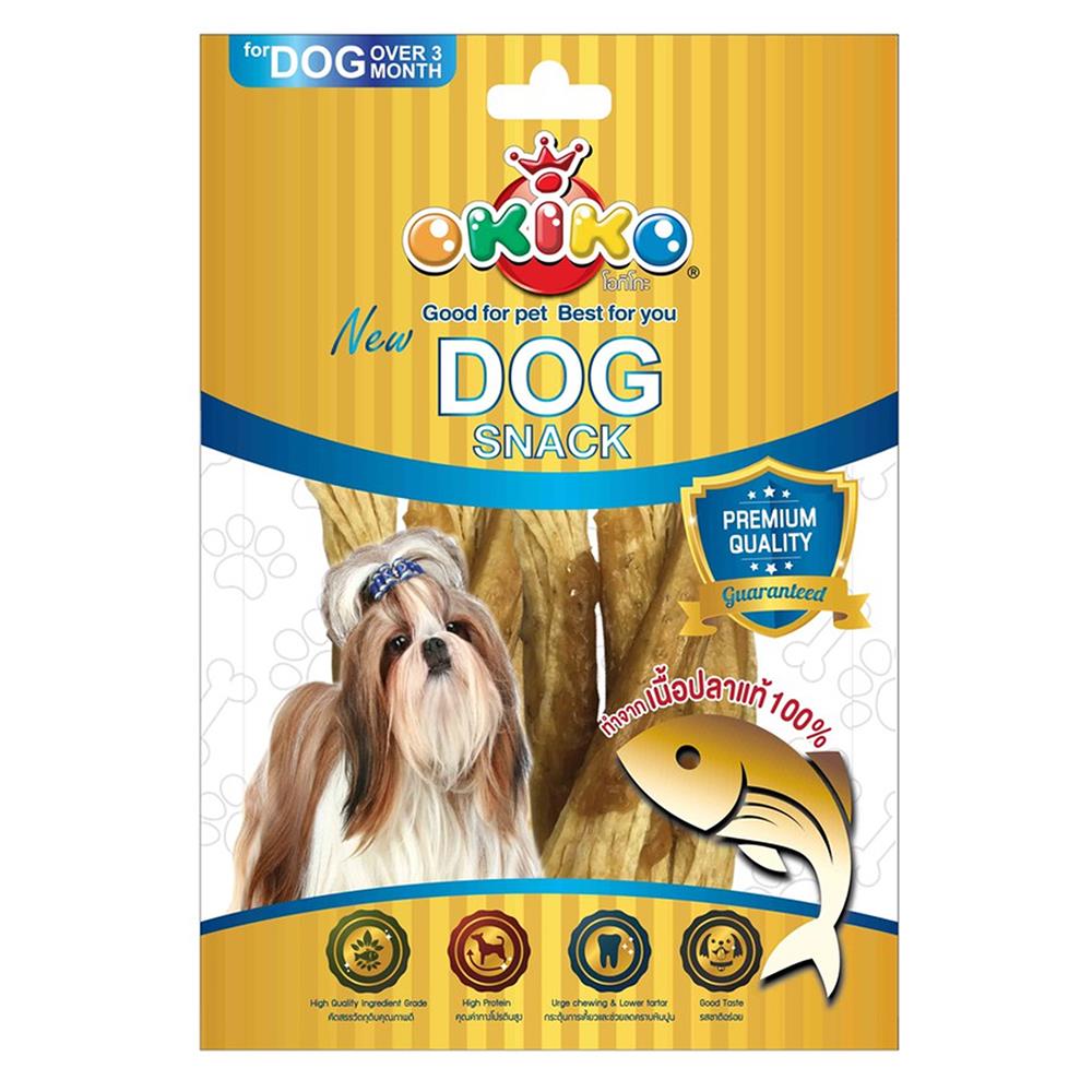 ขนมสุนัข OKIKO ปลาเนื้อขาวพันปลาเส้น 225 ก.