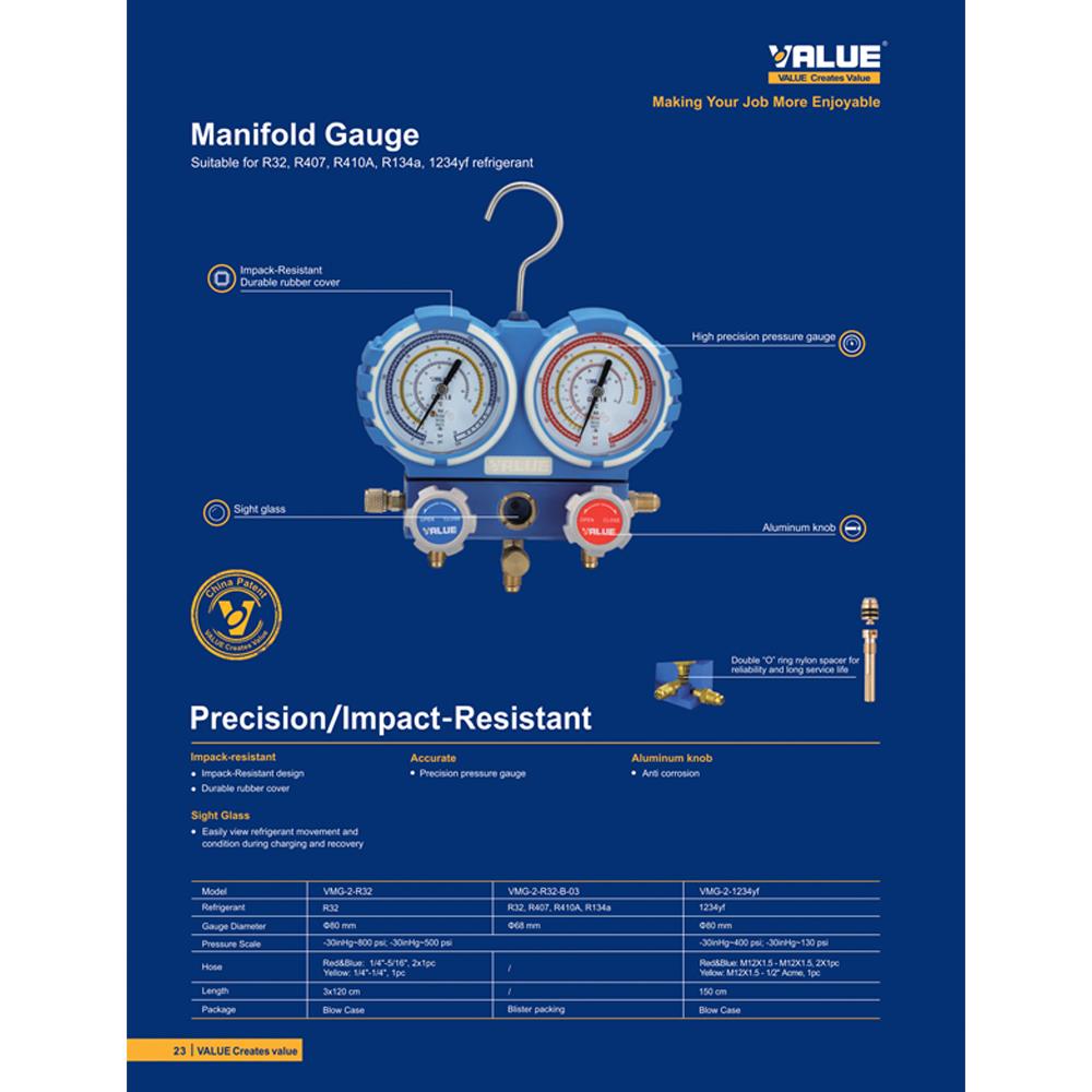 เกจ์วัดน้ำยา VALUE VMG-2-R32 BOX
