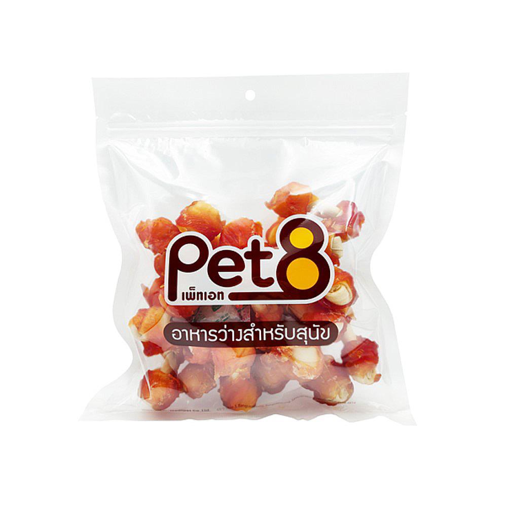 อาหารว่างสุนัข PET8 CK ไก่พันกระดูกผูก 2.5 นิ้ว 160 ก.