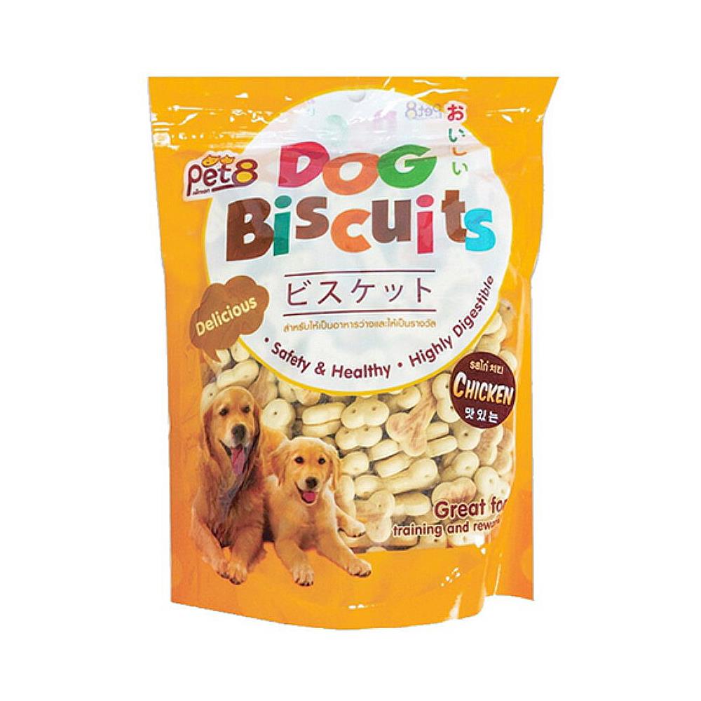 ขนมสุนัข PET8 DOG BISCUIT รูปกระดูก รสไก่ 360 ก.