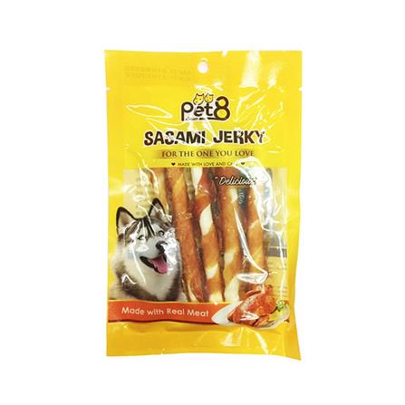 ขนมสุนัข PET8 SASAMI JERKY JJ14 ไก่พันครันชี่ขาว 50 ก._0