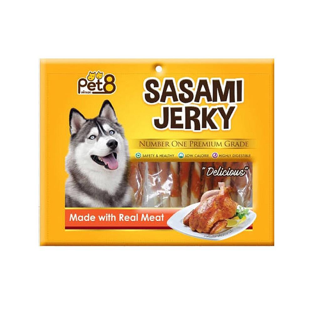 ขนมสุนัข PET8 SASAMI JERKY ไก่พันครันชี่ 160 ก.