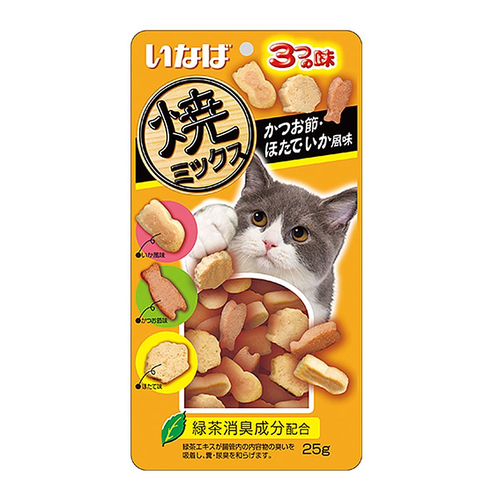 ขนมแมว INABA SOFT BITE MIX (TUNA SASAMI KATSUO AND SCALLOP) WITH SQUID FLAVOUR 25 ก.