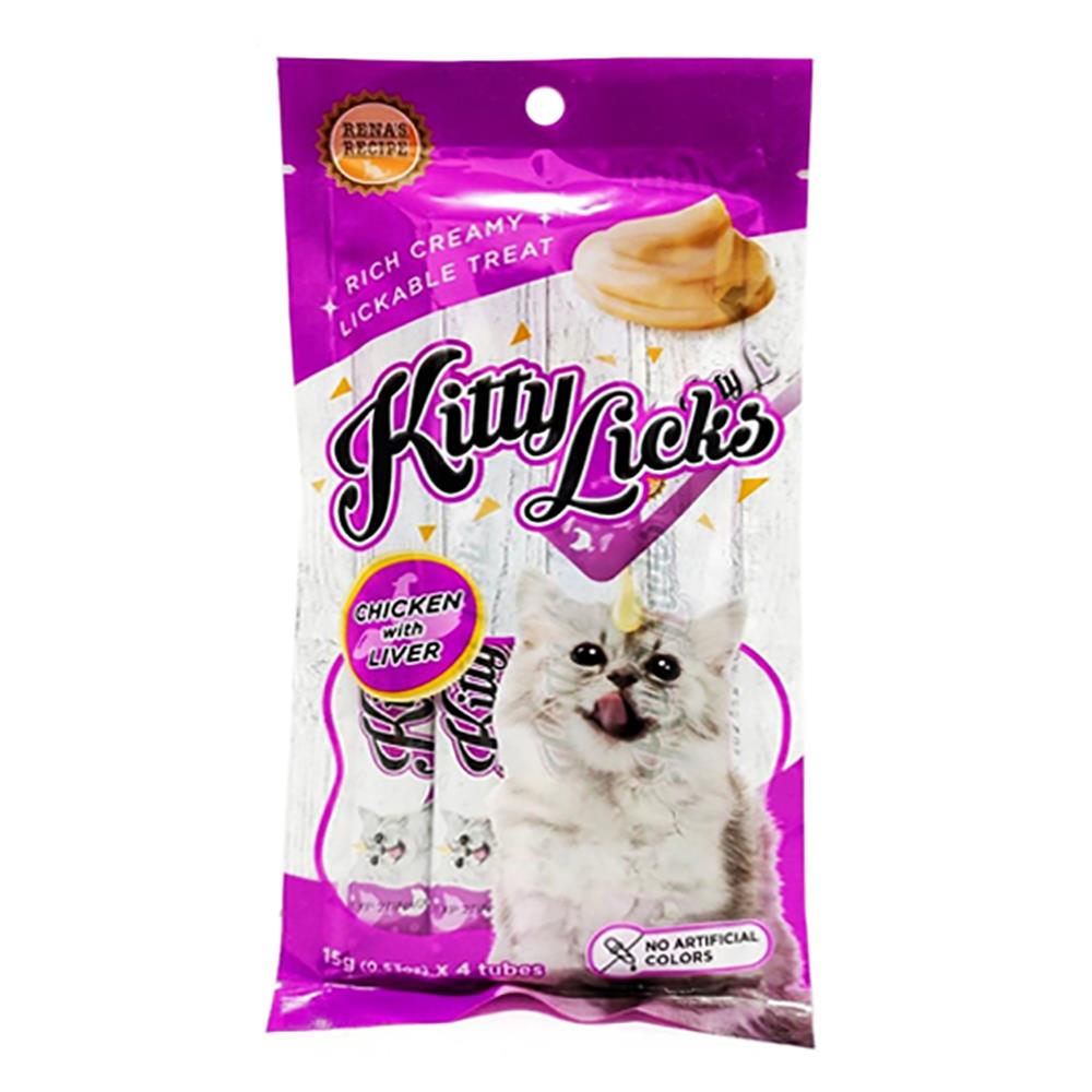 ขนมแมวเลีย KITTY LICKS CHICKEN WITH LIVER แพ็ก 4 ชิ้น