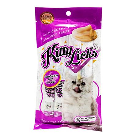 ขนมแมวเลีย KITTY LICKS CHICKEN WITH LIVER แพ็ก 4 ชิ้น_0