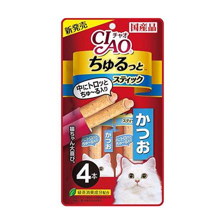 ขนมแมวเลีย CIAO CHURU STICK SKIPJACK TUNA KATSUO แพ็ก 4 ชิ้น_0