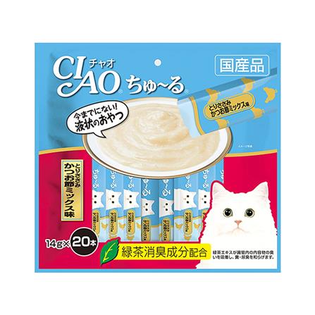ขนมแมวเลีย CIAO-CHURU CHICKEN & KATSUO SLICE แพ็ก 20 ชิ้น_0