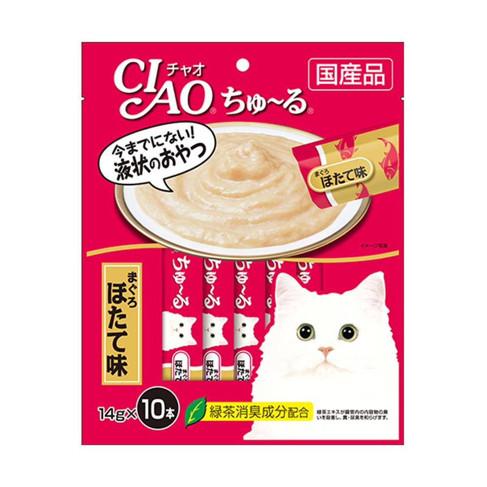 ขนมแมวเลีย CIAO-CHURU TUNA & SCALLOP แพ็ก 10 ชิ้น