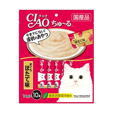 ขนมแมวเลีย CIAO-CHURU TUNA & SCALLOP แพ็ก 10 ชิ้น