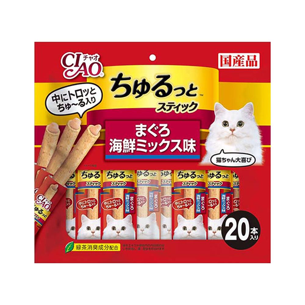 ขนมแมวเลีย CIAO CHURU STICK MAGURO & SCALLOP แพ็ก 20 ชิ้น
