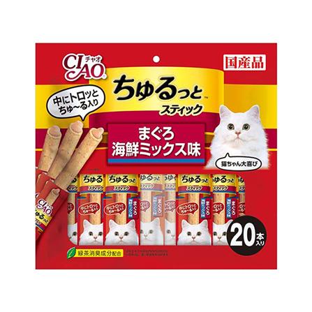 ขนมแมวเลีย CIAO CHURU STICK MAGURO & SCALLOP แพ็ก 20 ชิ้น_0