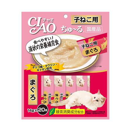 ขนมแมวเลีย CIAO-CHURU TUNA FOR KITTEN แพ็ก 20 ชิ้น_0