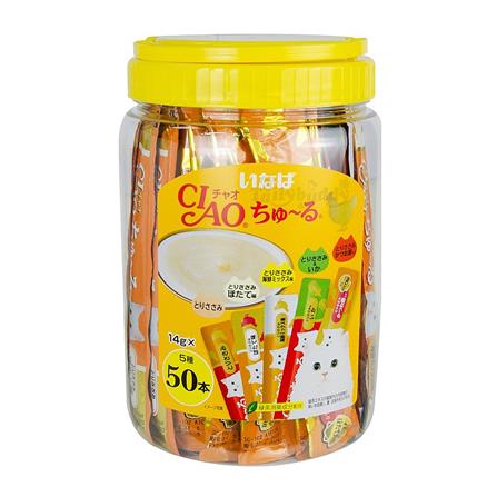 ขนมแมวเลีย CIAO CHURU MIXED CHICKEN แพ็ก 50 ชิ้น