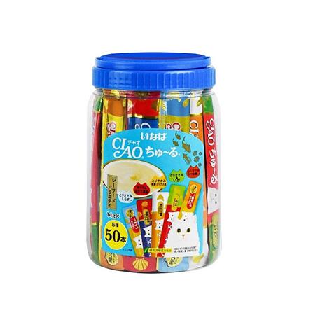 ขนมแมวเลีย CIAO CHURU MIXED SEAFOOD แพ็ก 50 ชิ้น