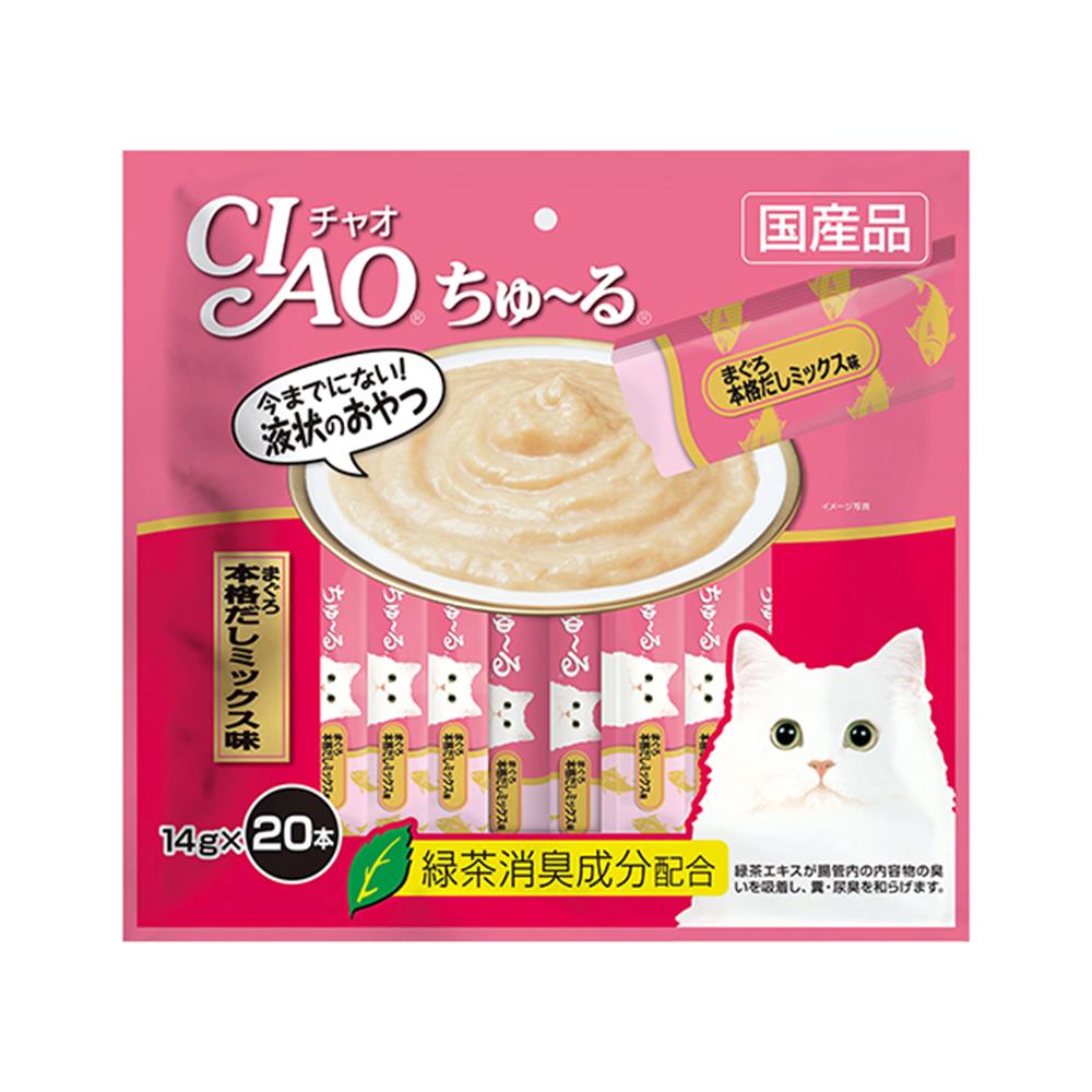 ขนมแมวเลีย CIAO-CHURU TUNA SOUP FLAVOR แพ็ก 20 ชิ้น