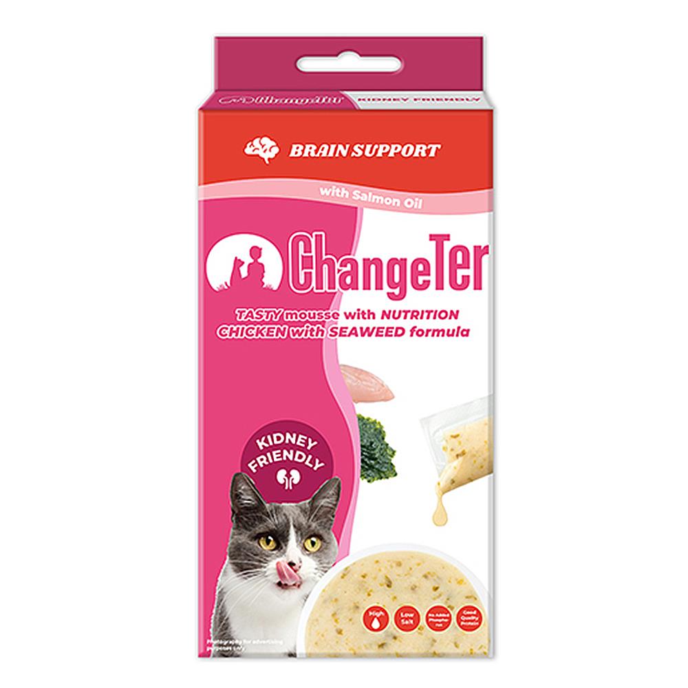 ขนมแมวเลีย CHANGETER CHICKEN SEAWEED IN GRAVY แพ็ก 4 ชิ้น