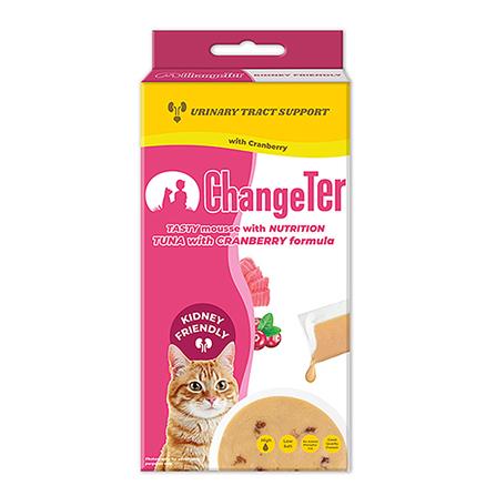 ขนมแมวเลีย CHANGETER TUNA CRANBERRY IN GRAVY แพ็ก 4 ชิ้น_0