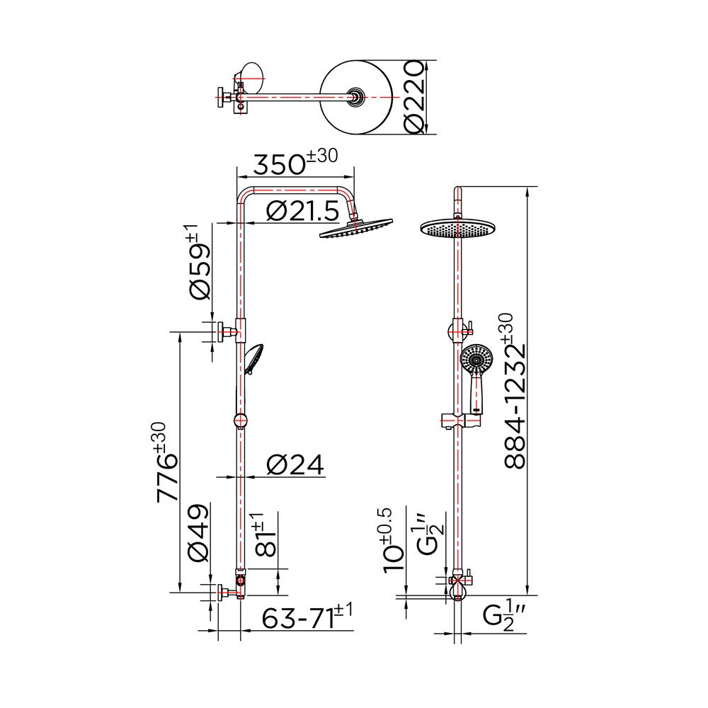 ฝักบัว RAIN SHOWER KARAT FAUCET KRS-003-783-50 สีโครม