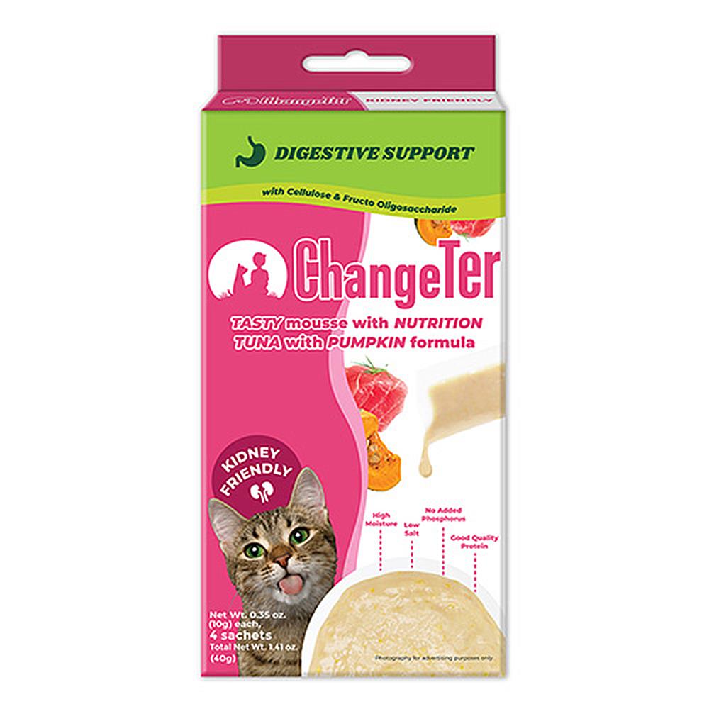 ขนมแมวเลีย CHANGETER REAL TUNA AND PUMPKIN แพ็ก 4 ชิ้น