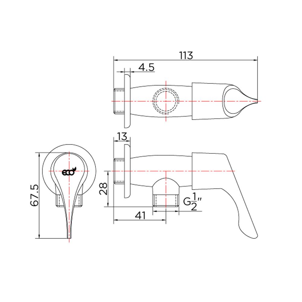 วาล์วฝักบัว 1 ทาง GLOBO OF-13-470-50(M) สีโครม
