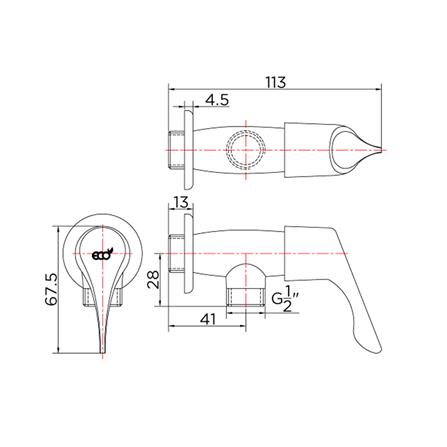 วาล์วฝักบัว 1 ทาง GLOBO OF-13-470-50(M) สีโครม_1