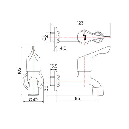 ก๊อกล้างพื้น 1 ทาง GLOBO OF-13-410-50(M) สีโครม_1