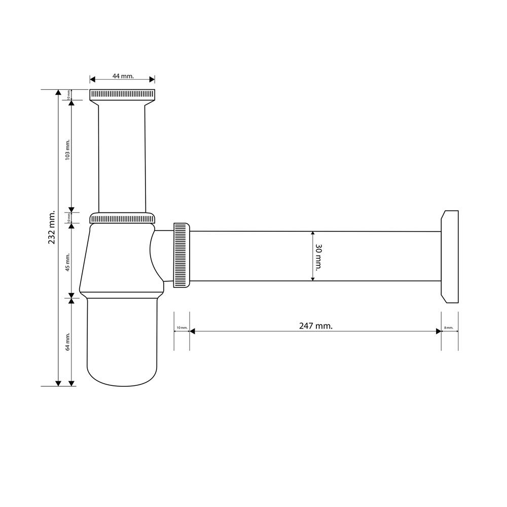 ท่อน้ำทิ้งอ่างล้างหน้ากระปุก WSP PW-09 25 ซม.