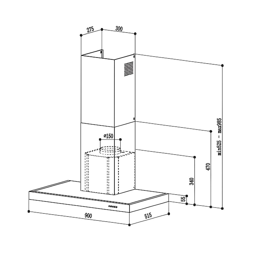 เครื่องดูดควันกระโจม MEX K633B90 90 ซม.