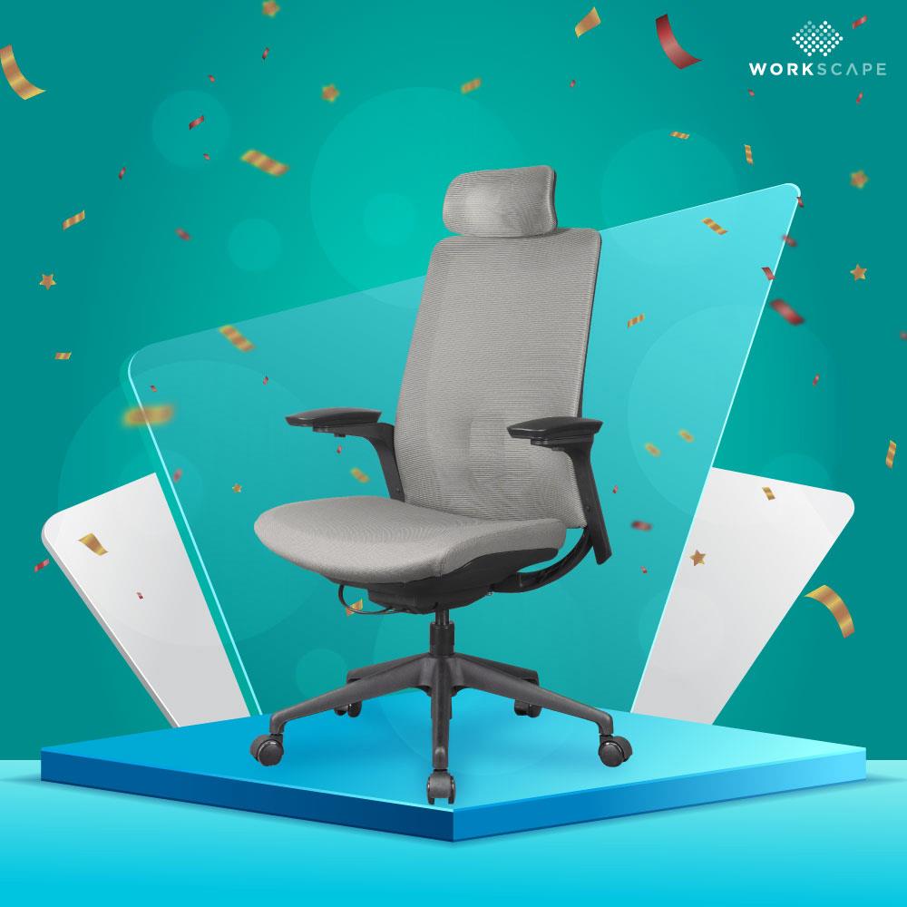 D.I.Y. เก้าอี้สุขภาพ WORKSCAPE MENSA WCH-00004 สีเทาเข้ม