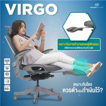 D.I.Y. เก้าอี้สุขภาพ WORKSCAPE VIRGO WCH-00009 สีเทา_7