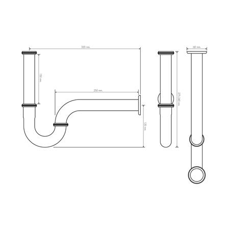 ท่อน้ำทิ้งอ่างล้างหน้าพีแทรป 25 ซม. WSP PWP-41 สีโครม_3