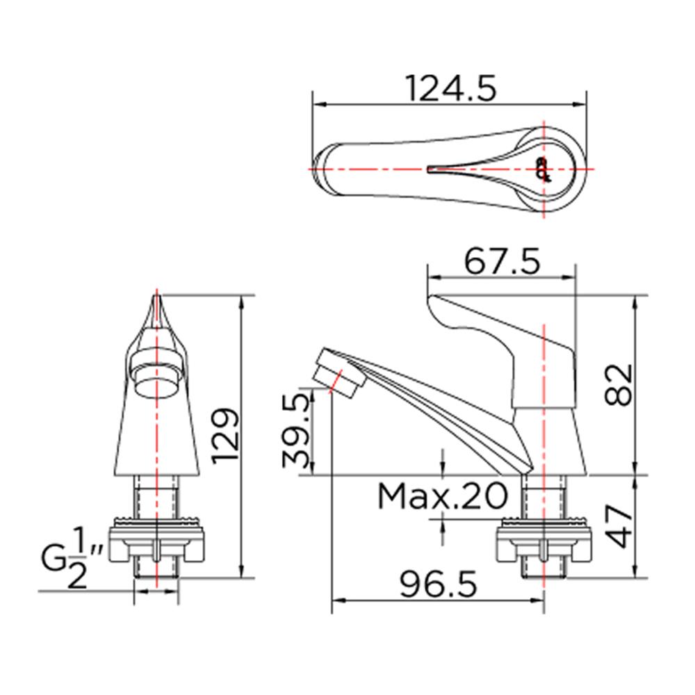 ก๊อกอ่างล้างหน้า GLOBO OF-13-100-50(M) สีโครม