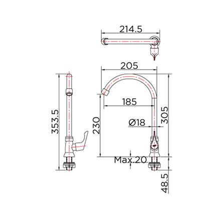 ก๊อกซิงค์เดี่ยวเคาน์เตอร์ GLOBO OF-13-511-50(M) สีโครม_1