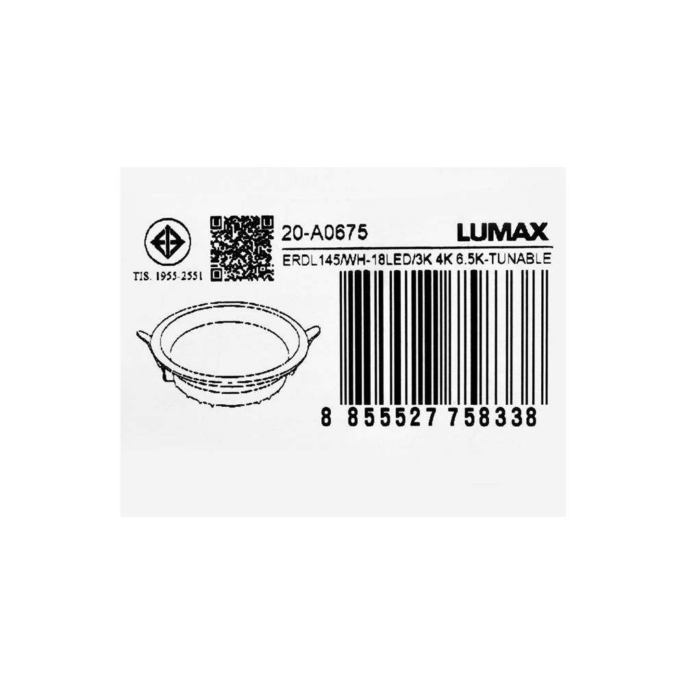 ดาวน์ไลท์ LED LUMAX 20-A0675 6.7 นิ้ว 18 วัตต์ DAYLIGHT/COOL WHITE/WARM WHITE สีขาว