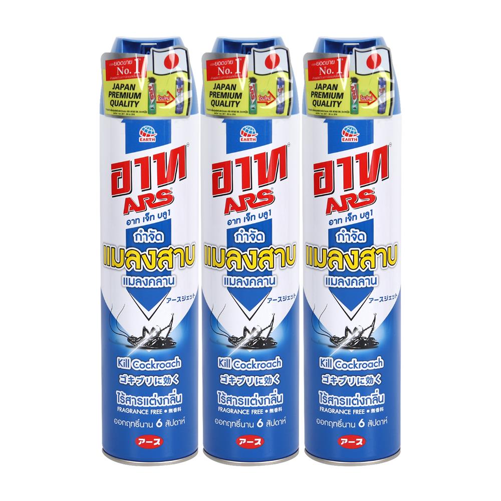 สเปรย์กำจัดแมลง ARS JET BLUE1 600 มล. FRAGRANCE FREE แพ็ก 3 ชิ้น