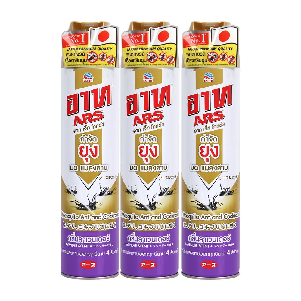 สเปรย์กำจัดยุง ARS JET GOLD3 600 มล. LAVENDER แพ็ก 3 ชิ้น