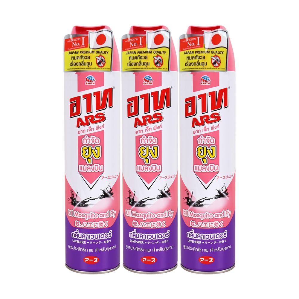 สเปรย์กำจัดยุง ARS เจ็ทพิงค์ 600 มล. ลาเวนเดอร์ แพ็ก 3 ชิ้น