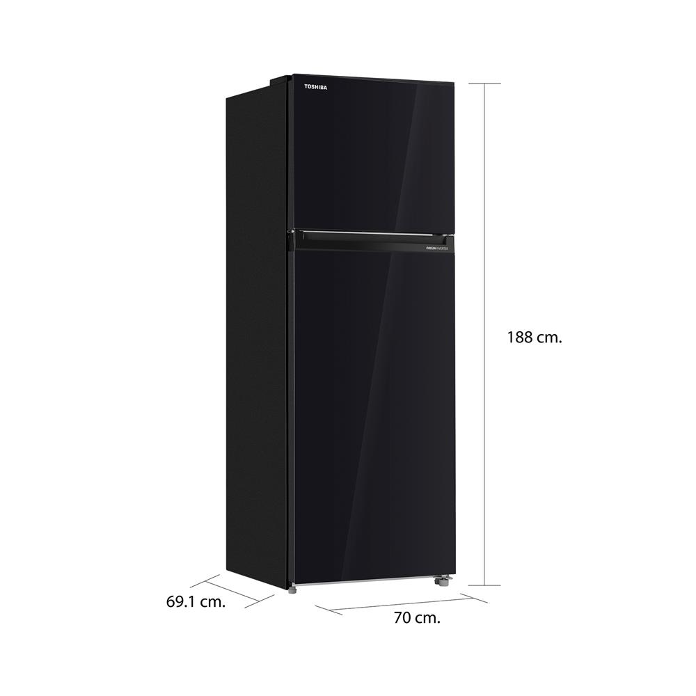 ตู้เย็น 2 ประตู TOSHIBA GR-RT624WE-PGT(22) 16.3 คิว กระจกดำ อินเวอร์เตอร์