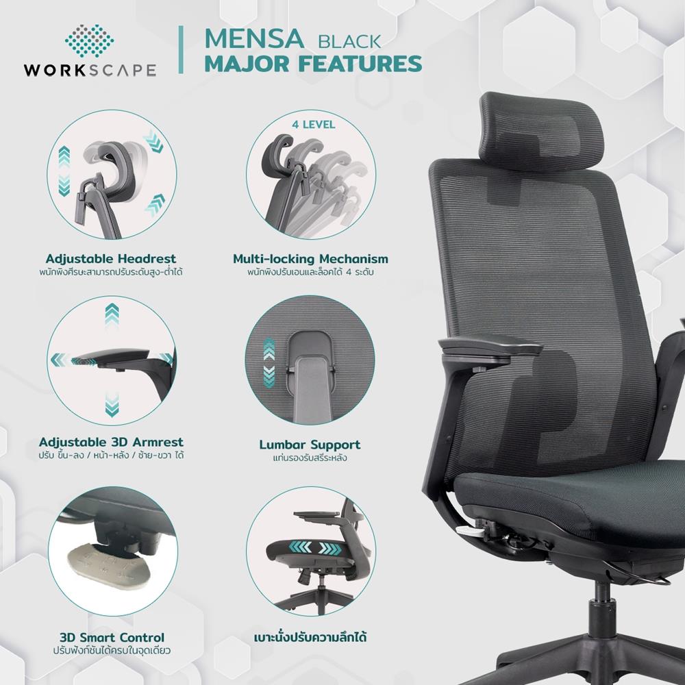 D.I.Y. เก้าอี้สุขภาพ WORKSCAPE MENSA สีดำ