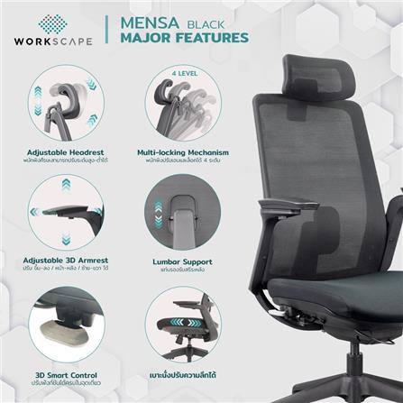 D.I.Y. เก้าอี้สุขภาพ WORKSCAPE MENSA สีดำ_6