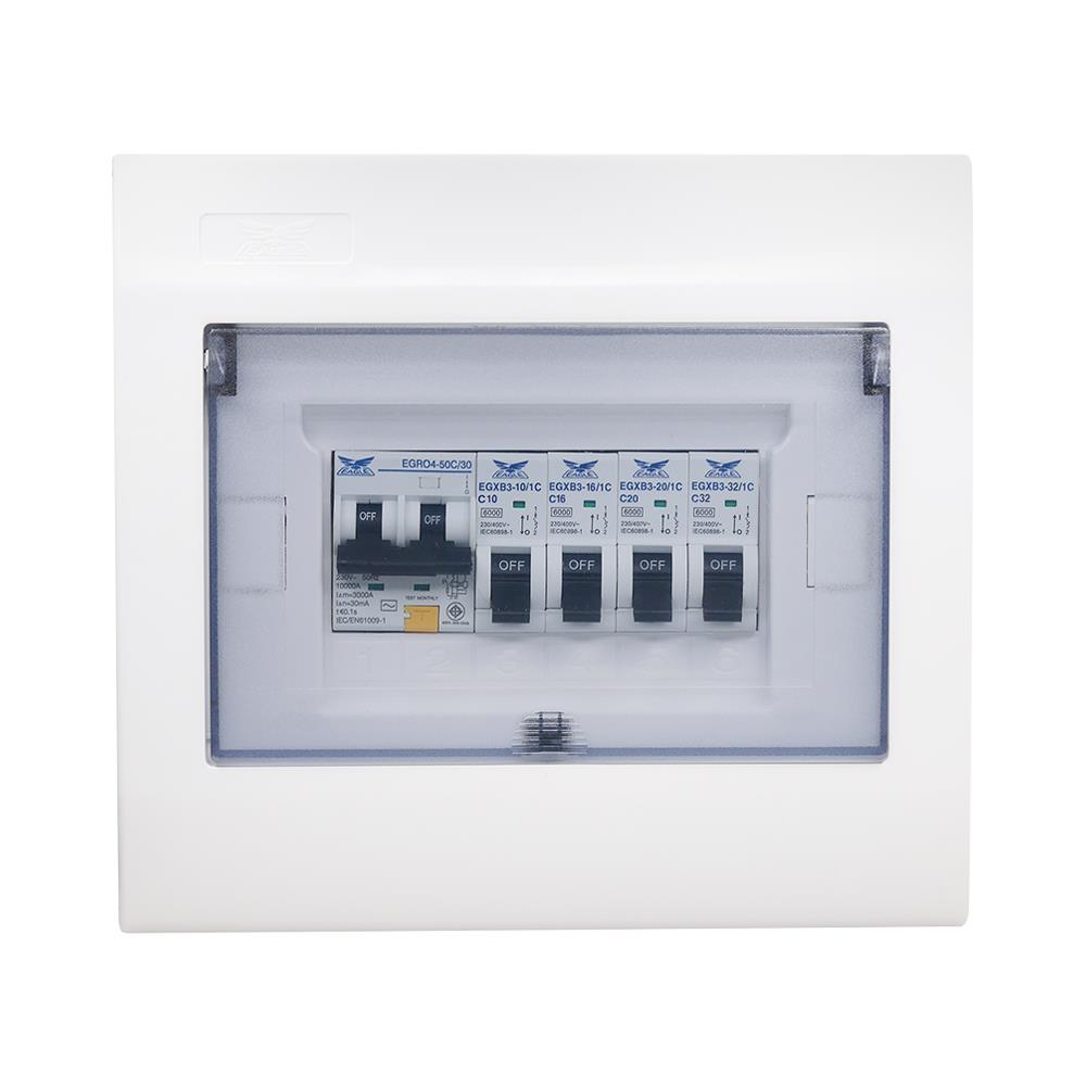 ชุดตู้คอนซูมเมอร์ยูนิต 4 ช่อง 50 แอมป์ พร้อมกันดูด RCBO EAGEL