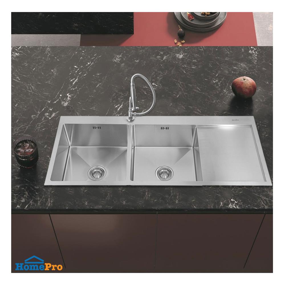 ซิงค์ฝัง 2 หลุม 1 ที่พัก AXIA TRITON 12050 สีเงิน