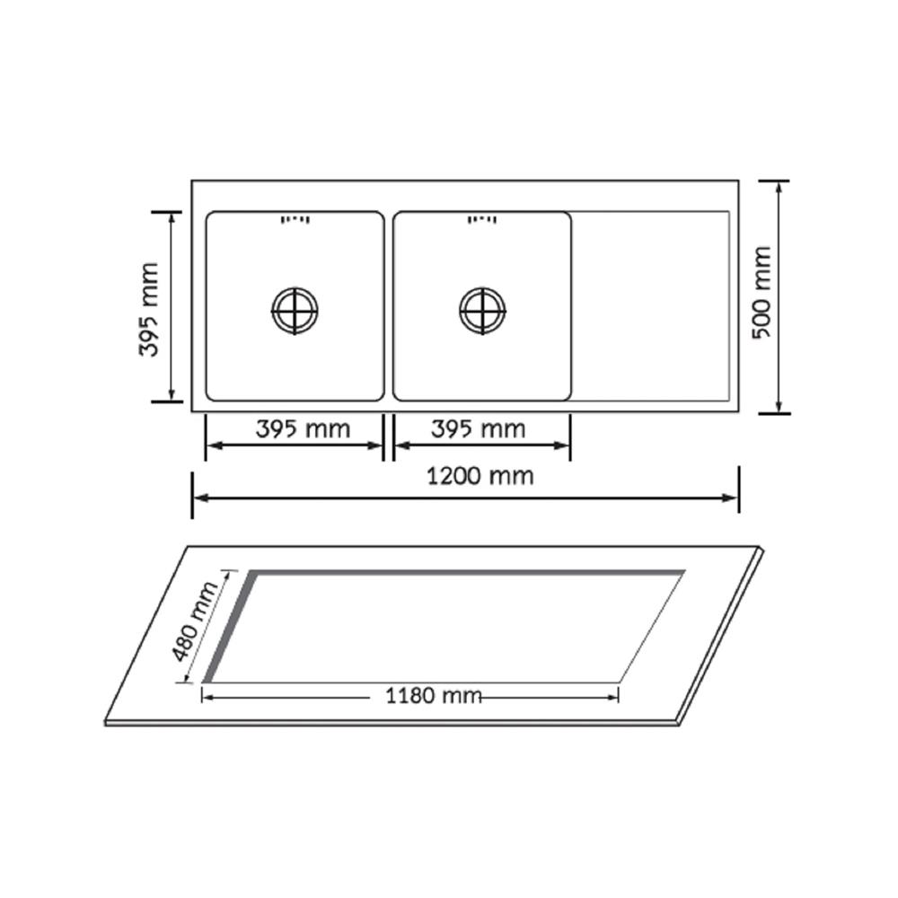 ซิงค์ฝัง 2 หลุม 1 ที่พัก AXIA TRITON 12050 สีเงิน